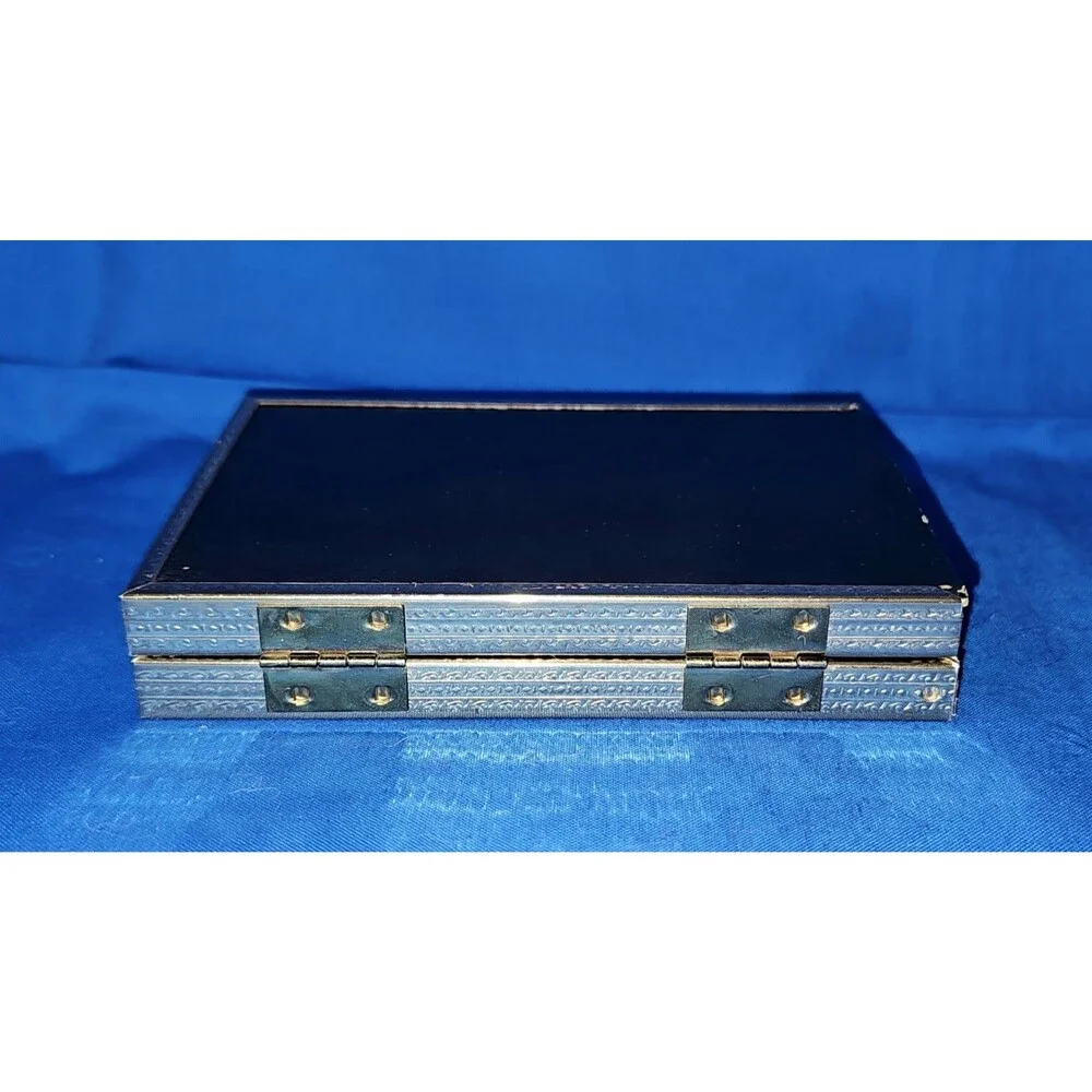 Vintage MCM Gold Brass Metal Double Hinged Bifold Intercraft Picture Frame 3.5x5
